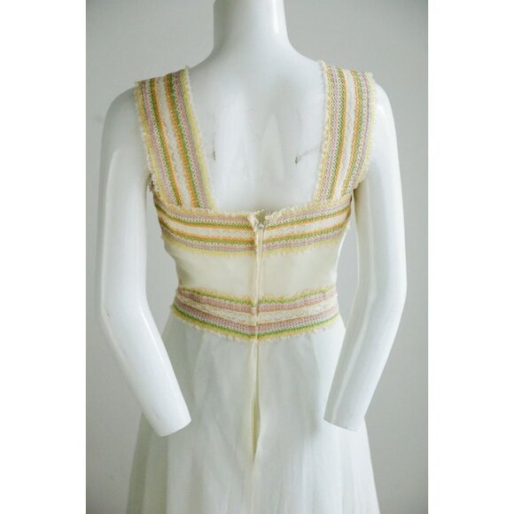 Vintage Pastel Yellow Empire Waist Cottage Core Summer Dress Small - Picture 8 of 12